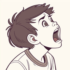 small-boy-mouth-in-scream silhouette vector design