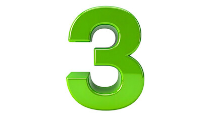 A vibrant, glossy green 3D rendered number three floats against a stark black background, emphasizing its digital aesthetic