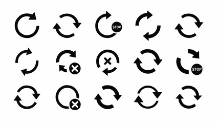 Naklejka premium Set of Circular Arrow Icons for Refresh and Reload.