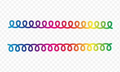 Rainbow color spring coil border line decoration element