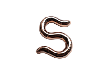 Metallic 'S' glyph shines against black