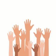 Obraz premium Hands reaching up vector illustration representing help support and assistance concept isolated on white