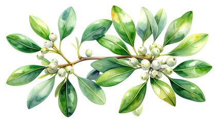 Obraz premium Delicate Botanical Mistletoe Combination Set, isolated on transparent background