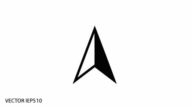 Navigation Arrow Icon Pointing Upward in Black and White.