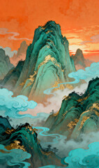 mountain landscape with blue sky