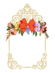 Vintage frame decorated with flowers floral, Whimsical drawing victorian frames, antique ornate elegant element for invitations, greeting cards, decorative etc.