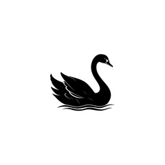 Elegant black swan silhouette floating gracefully on a clean background vector design 