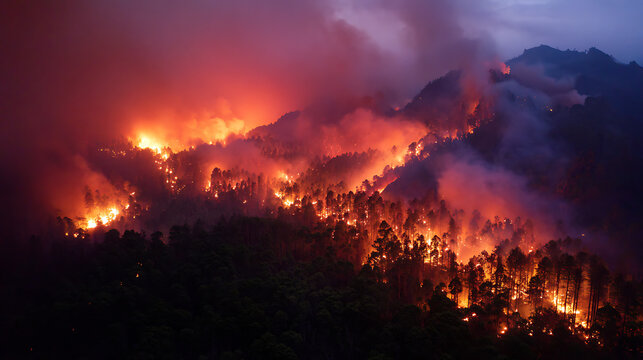 Breaking news broadcast of a wild forest fire ravaging a national park (1)