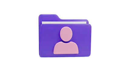 Purple 3D Folder Icon with User Symbol