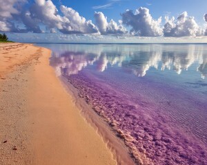 Pink Purple Beach Shoreline Reflection