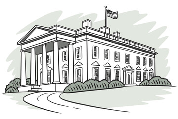 White House Government Building Icon Representing United States Presidential Office and Federal Administration