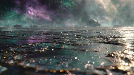 Abstract Space Landscape With Colorful Nebula