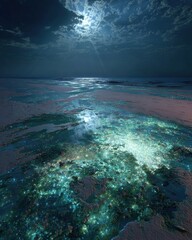 Magical Glowing Night Beach Scene