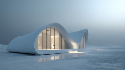 Modern White Curved House Exterior Design