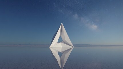 White Triangle Geometric Design Reflection In Calm Water
