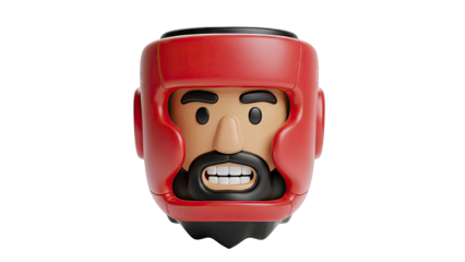 Cartoon Boxer Character with Red Headgear