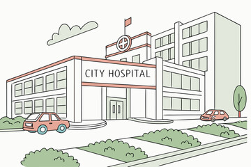 City Hospital Medical Facility Icon Representing Healthcare Services in the United States