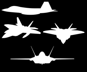 Set jet fighter black and white image,jet fighter on black and white vector,set battle jet on black and white illustration 