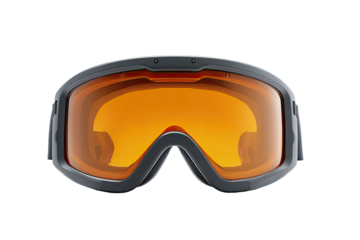 Gray-framed goggles with bright orange lenses