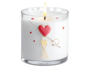 Candle element suitable for valentines day concept art, isolated on white and transparent