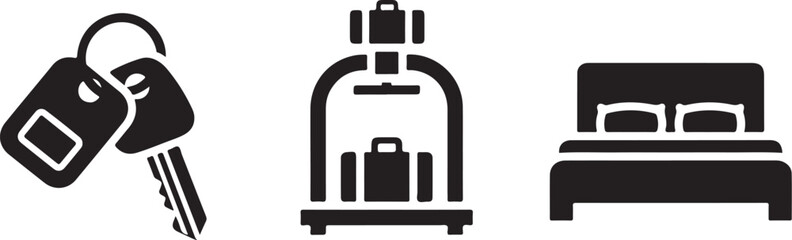 Obraz premium Hotel Services Icons Set for Travel and Accommodation Needs