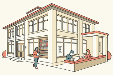 Public Library Community Facility Icon Representing Knowledge, Reading, and Education
