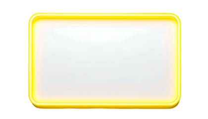 A sleek, rectangular, glowing frame with rounded corners. The interior is bright white, offering space for design