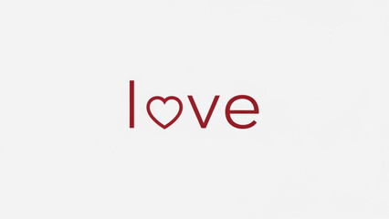 A minimalist vector graphic illustration of the word love with a heart symbol