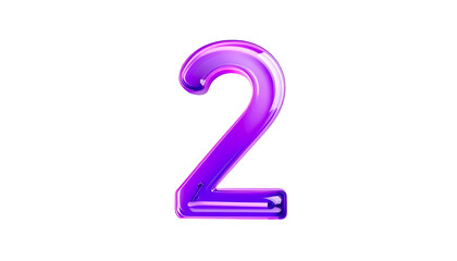 Glossy, neon-purple number "2" floating against a stark black background. It is a 3D-rendered digital artwork, showcasing a polished, reflective surface