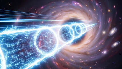 Cosmic passage abstract depiction of a wormhole and stellar phenomena