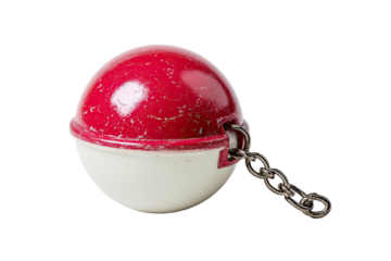 Red/white sphere with chain, likely fishing or boating