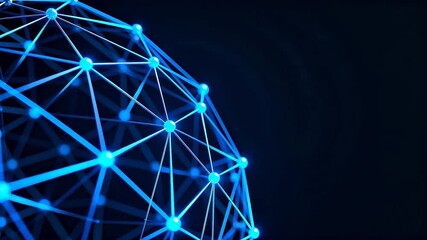 Blue geometric network sphere - Powered by Adobe