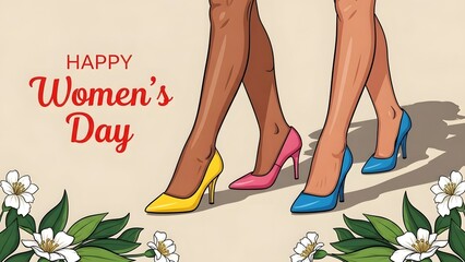 Happy women's day celebration with stylish ladies in high heels