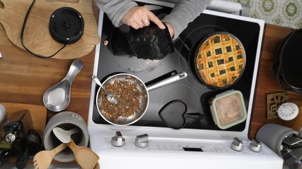 Kitchen 1096 Mushrooms Onions Pie Stove Meal Preperation Healthy Lifestyle Eating Food