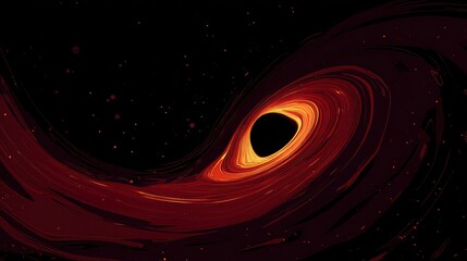 Pixelated Black Hole Illustration with Orange Accretion Disk in Dark Starry Sky