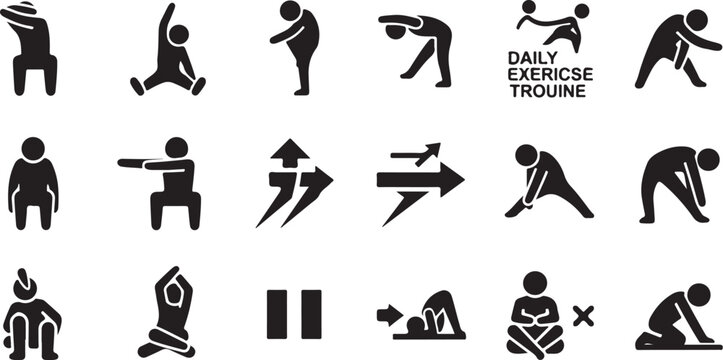 Daily Exercise Routine Icons for Fitness and Wellness Programs