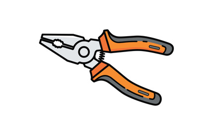 Obraz premium Clean vector illustration of a pair of pliers with bright orange and black handles shown as a modern professional tool design on white.