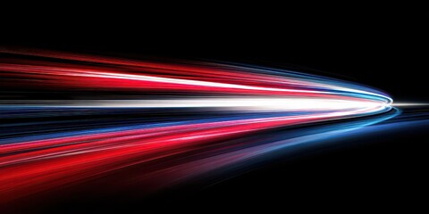 Abstract Light Streaks with Motion Blur on Black Background with Red and Blue Hues and Dynamic Perspective for a Futuristic Design Element