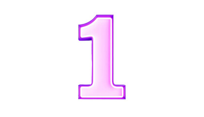 Digit "1" in a vibrant pink-purple gradient with a soft, glowing inner core, set against a stark, black background. The style is neon-like