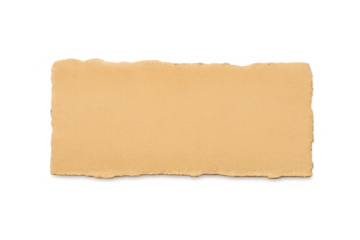 Torn piece of brown paper with ripped edges, blank texture creating rustic background, isolated graphic design element