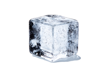 Ice cubes geometric shape isolated on cutout PNG or transparent background. Artificial acrylic ice cubes. Solid state of water, which is usually in form of water crystals. Make drinks cool.