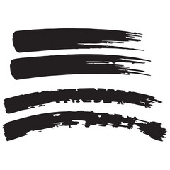 strokes set horizontal black brush strokes on a white background.Logo or branding backgrounds