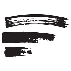 strokes set horizontal black brush strokes on a white background.Logo or branding backgrounds