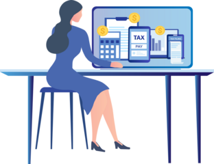 Online tax filing concept, businessman filling tax form documents online