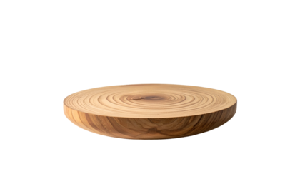 A 3D rendered wooden platform, circular in shape, isolated on a black background, showcasing intricate grain patterns