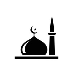 Fototapeta premium Islamic Mosque Dome and Minaret Silhouette Icon.