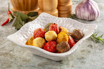 Shanklish cheese with spices in the oil