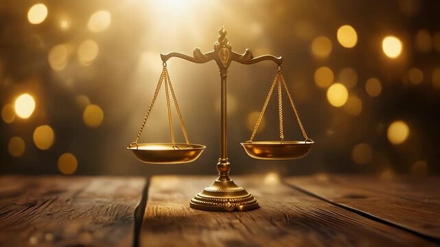 Majestic Golden Scale of Justice Symbolizing Balance and Law