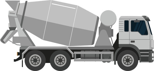 Concrete mixer truck illustration flat vector design for construction industry and building concepts isolated on white