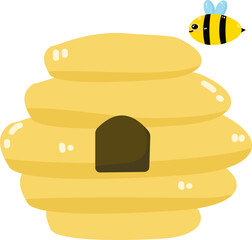 Cute Beehive Honeycomb Flat Vector Illustration